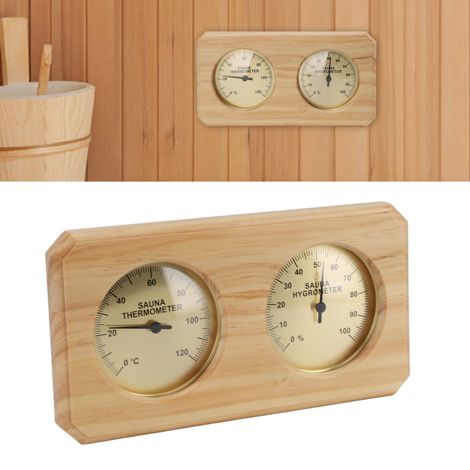 Home Bathroom Sauna - Dubbele temperatuur- en vochtigheidsmeter Wandmontage 2-in-1