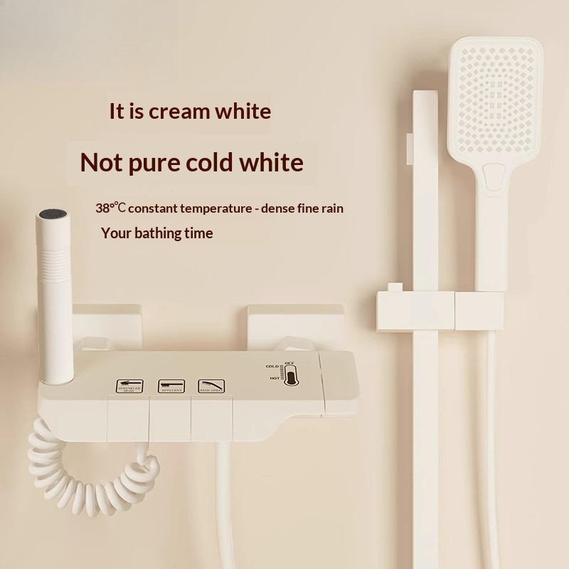 Home Bathroom Set - Crèmekleurige Easy Topless Doucheset, volledig koperen