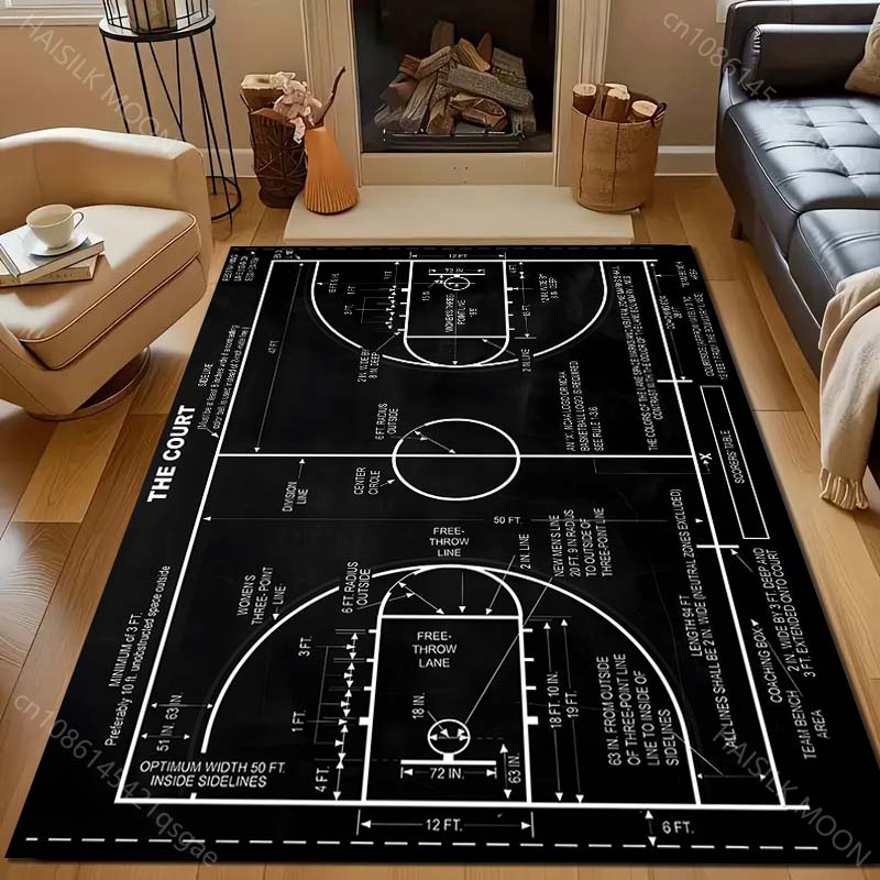 Home Bathroom Layout - Meerdere maten basketbalveldindeling tapijt voor woonkamer