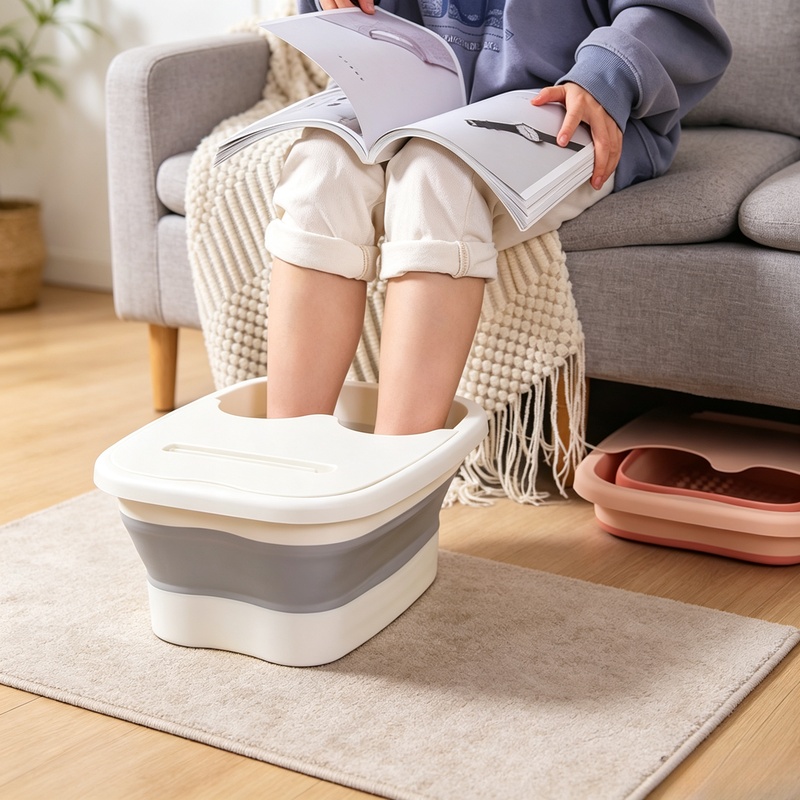 Home Bathroom Sauna - Draagbaar opvouwbaar voetbad met massageknoppen, lichtgewicht
