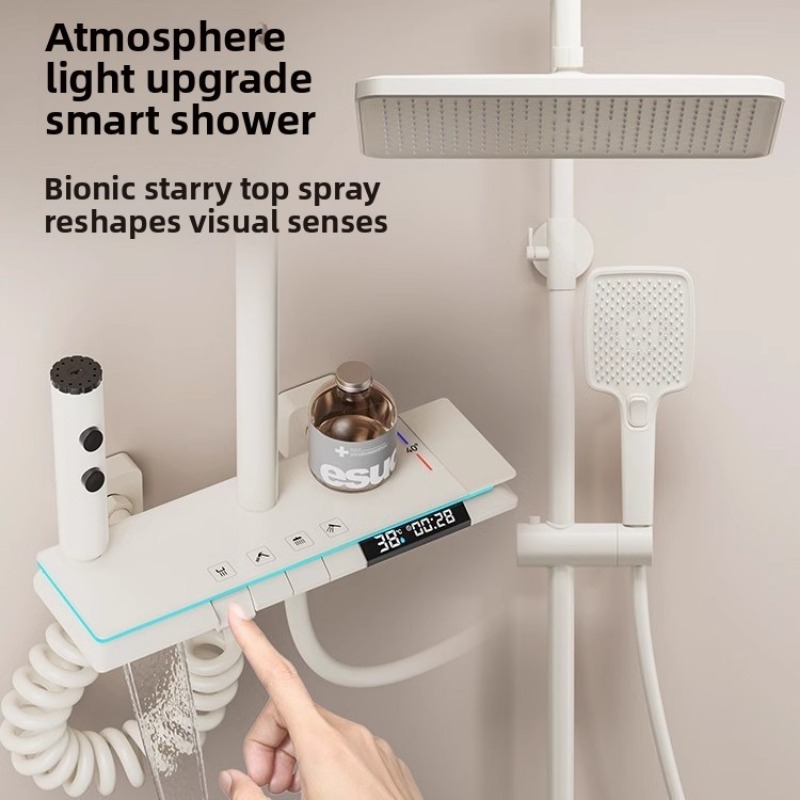 Home Bathroom Set - Thermostatische Doucheset voor Thuisbadkamer, Pianotoets Regendouchekop,