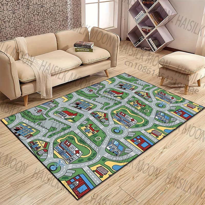 Home Bathroom Layout - Stadsdorpen en gebouwindeling Patroon Tapijten voor