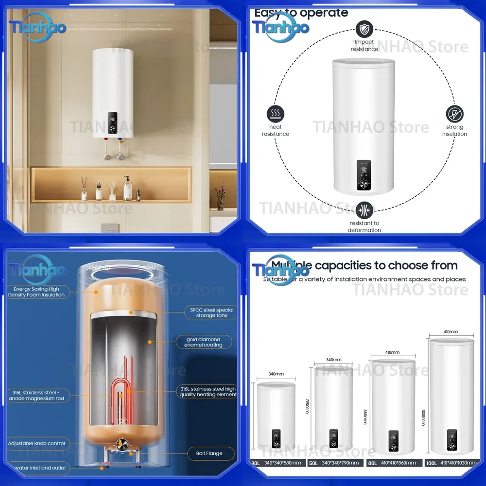 Home Bathroom Geyser - 30L 50L 80L 100L 2200W Elektrische