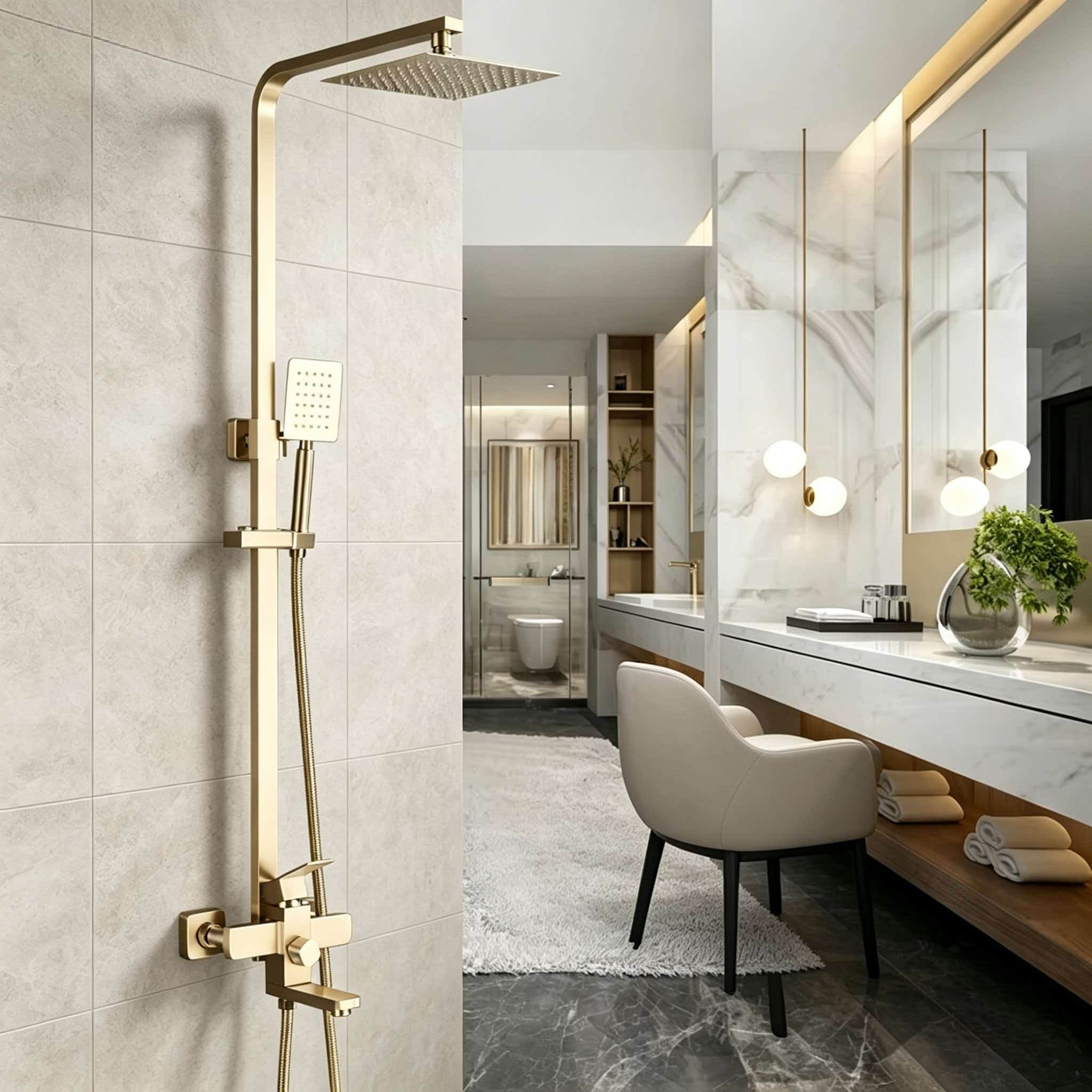 Gouden doucheset van roestvrij - Home Bathroom Faucets recensie en prijs